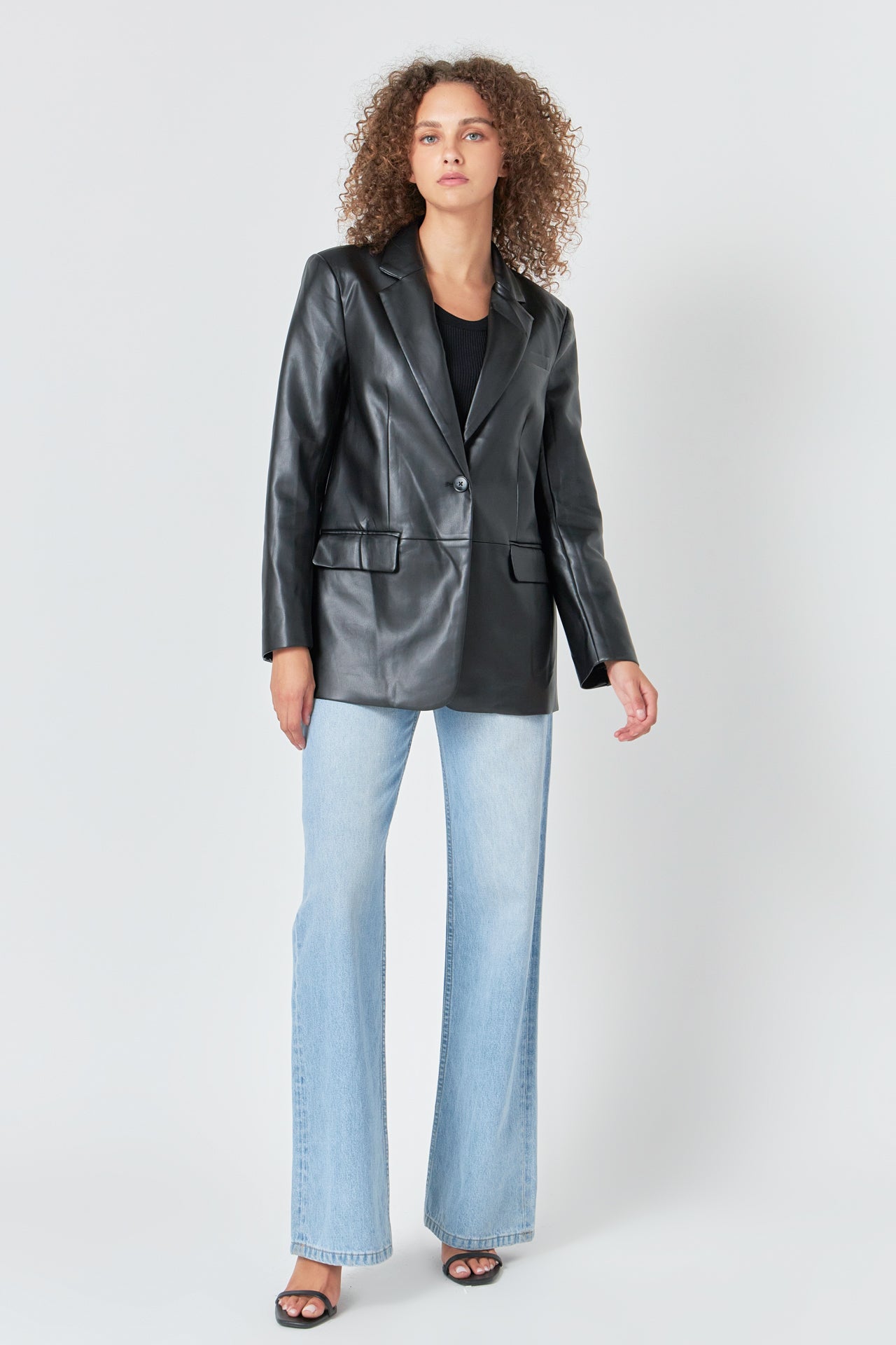 Faux Leather Blazer