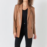 Faux Leather Blazer