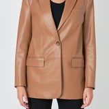 Faux Leather Blazer