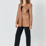 Faux Leather Blazer