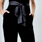 Sleeveless Velvet Jumpsuit