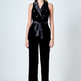 Sleeveless Velvet Jumpsuit