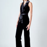 Sleeveless Velvet Jumpsuit
