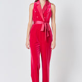Sleeveless Velvet Jumpsuit