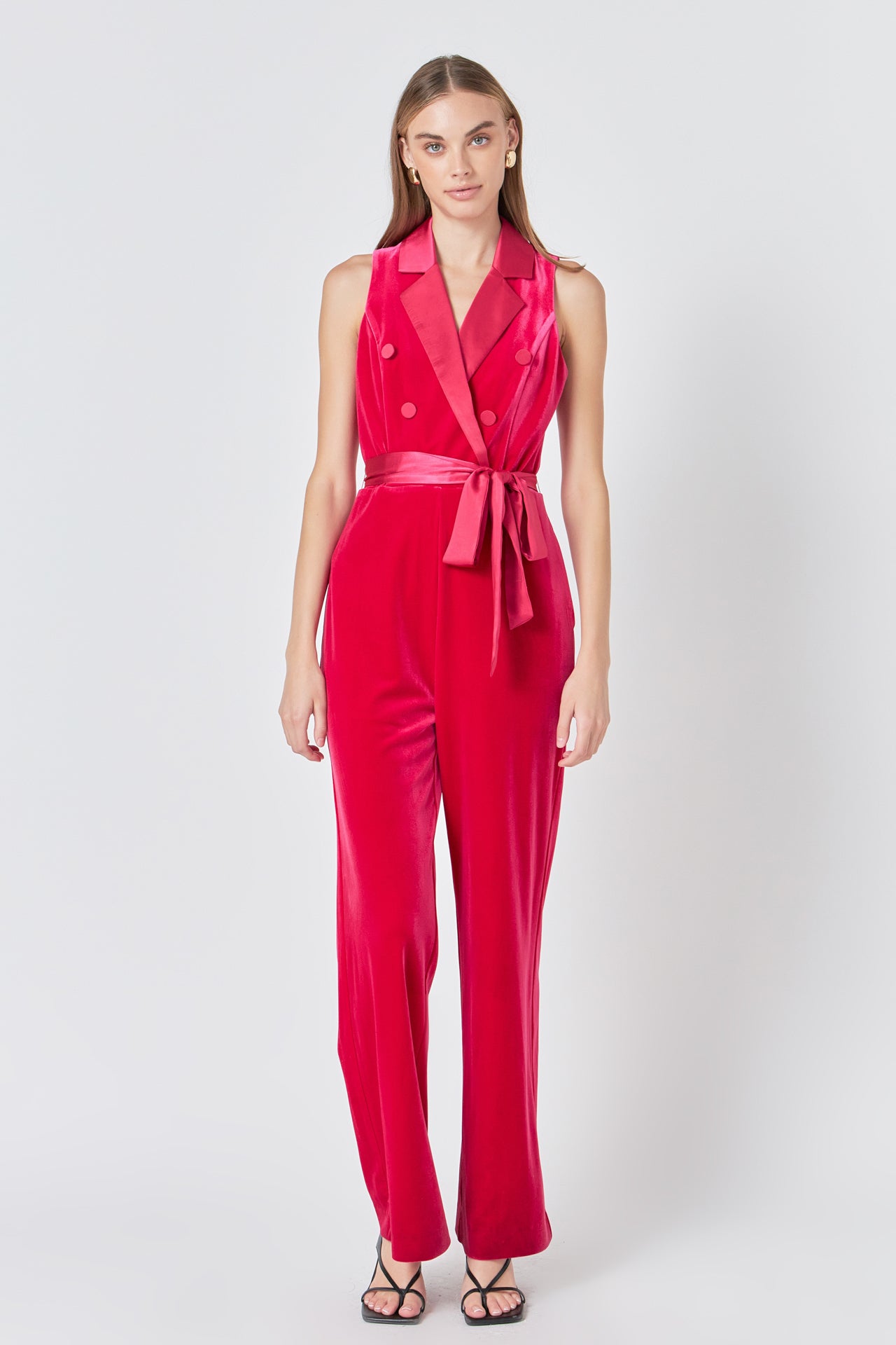 Sleeveless Velvet Jumpsuit