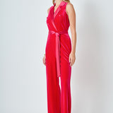 Sleeveless Velvet Jumpsuit