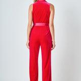 Sleeveless Velvet Jumpsuit
