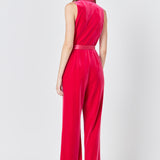 Sleeveless Velvet Jumpsuit