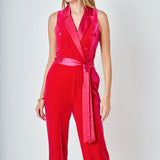 Sleeveless Velvet Jumpsuit