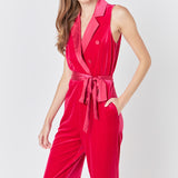 Sleeveless Velvet Jumpsuit