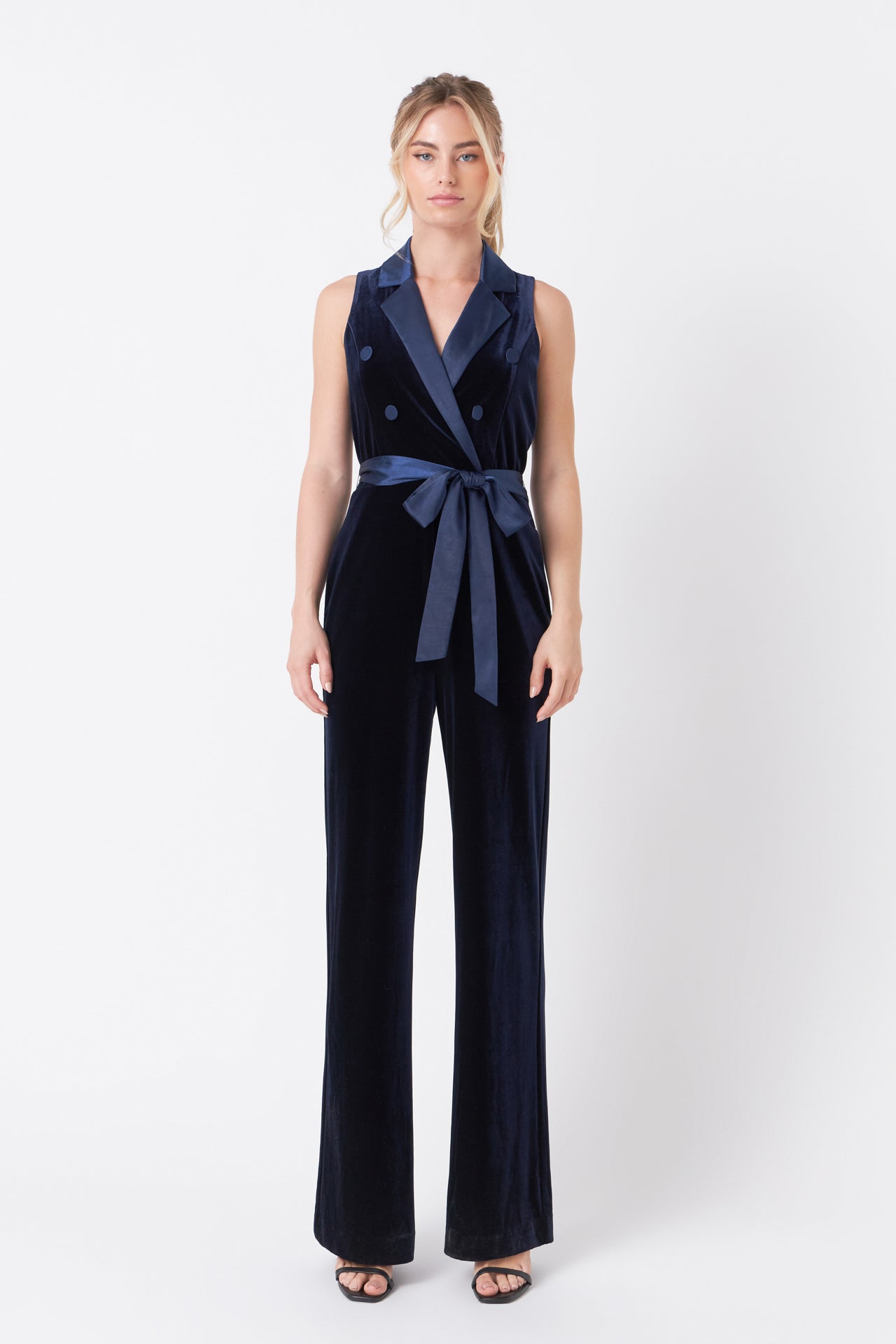 Sleeveless hotsell velvet jumpsuit