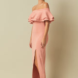 Off the Shoulder Ruffle Maxi Dress