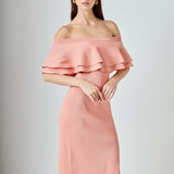Off the Shoulder Ruffle Maxi Dress