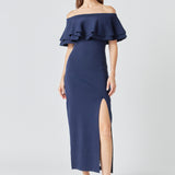 Off the Shoulder Ruffle Maxi Dress