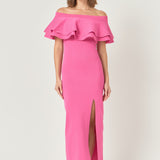 Off the Shoulder Ruffle Maxi Dress