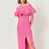 Off the Shoulder Ruffle Maxi Dress