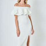Off the Shoulder Ruffle Maxi Dress