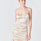 Satin Ruched Mini Dress