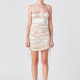 Satin Ruched Mini Dress