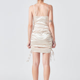 Satin Ruched Mini Dress