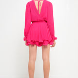 Pleated Long-Sleeve Romper