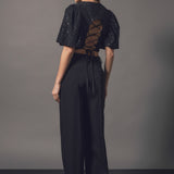 Short Sleeve Sequin Crop Top