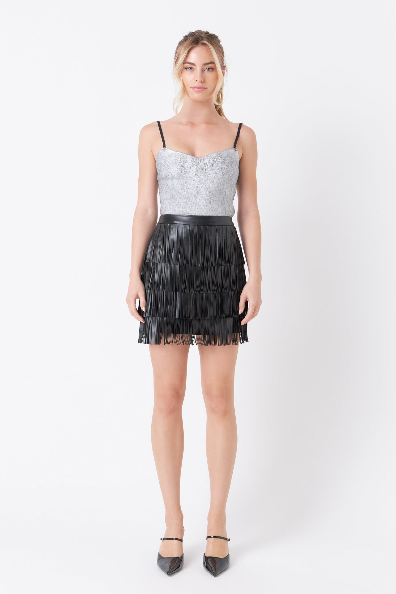 Endless Rose - Leather Fringe Mini Skirt - Skirts in Women's Clothing available at endlessrose.com