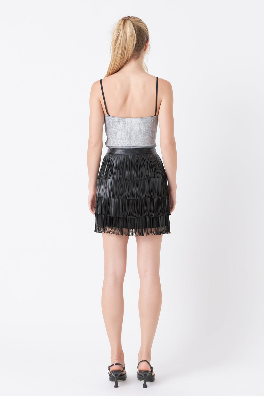 Leather Fringe Mini Skirt