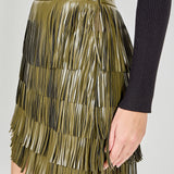 Faux Leather Fringe Mini Skirt