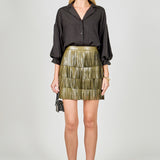 Faux Leather Fringe Mini Skirt