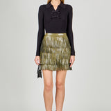 Faux Leather Fringe Mini Skirt
