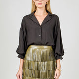 Faux Leather Fringe Mini Skirt