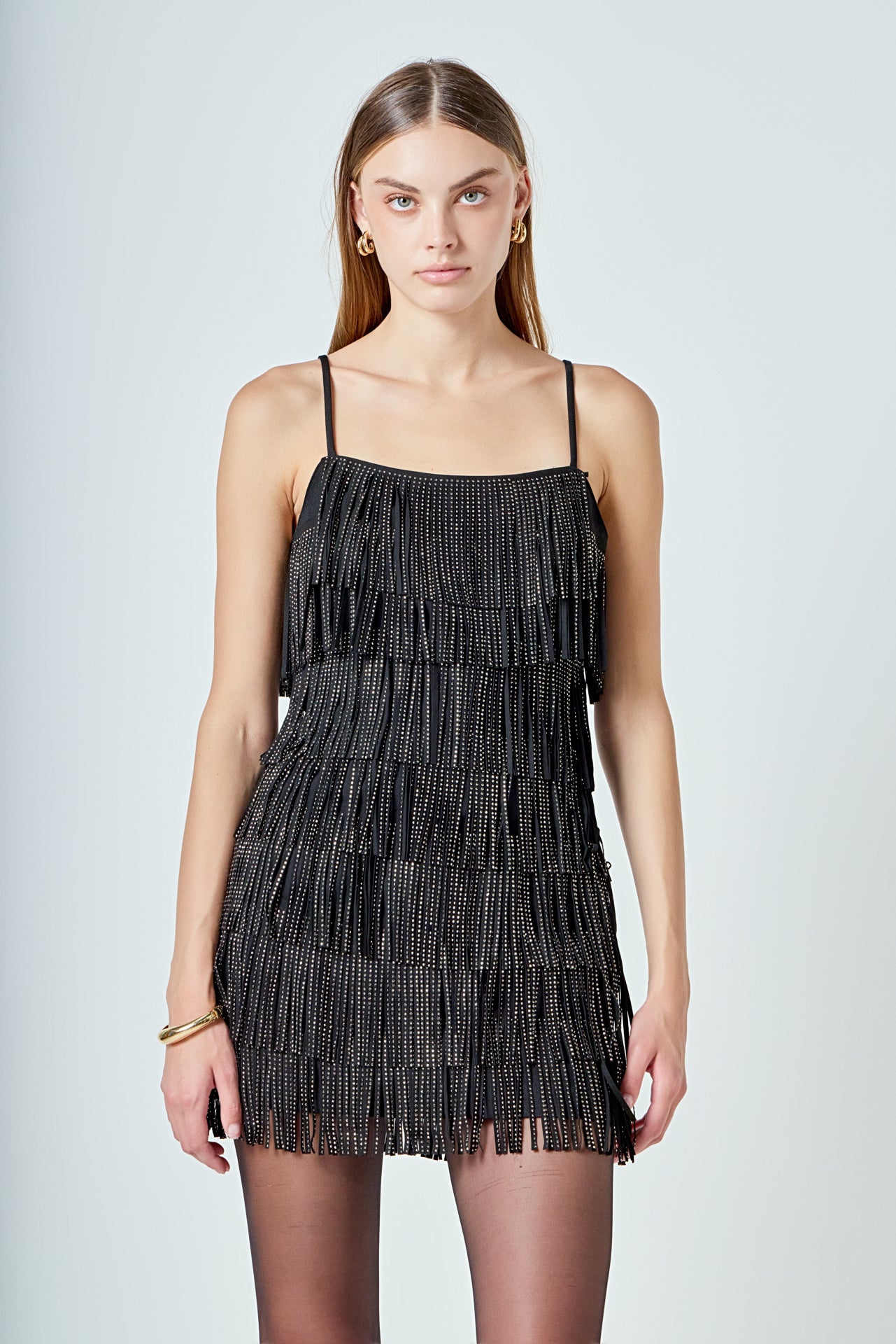 Endless Rose Embellished Suede Fringe Mini Dress - Black - L Endless Rose Embellished Suede Fringe Mini Dress - Black - L