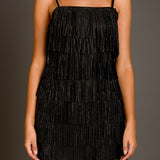 Rhinestone Faux Suede Fringe Mini Dress