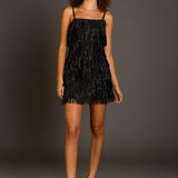 Rhinestone Faux Suede Fringe Mini Dress