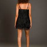 Rhinestone Faux Suede Fringe Mini Dress