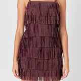 Rhinestone Suede Fringe Mini Dress