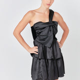 One-Shoulder Satin Mini Dress