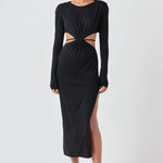 Grey Lab - Long Sleeve Open-Back Maxi Dress Black / S Grey Lab - Long Sleeve Open-Back Maxi Dress Black / S