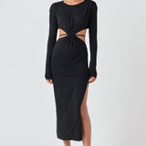Long Sleeve Open-Back Maxi Dress