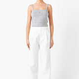 Sequin Embellished Knit Crop Top