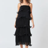 Pleated Tiered Long Dress