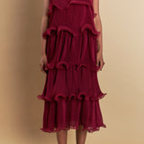 Pleated Tiered Long Dress