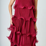 Pleated Tiered Long Dress