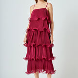 Pleated Tiered Long Dress