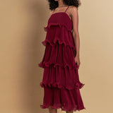 Pleated Tiered Long Dress