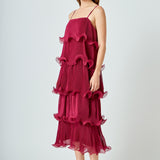 Pleated Tiered Long Dress