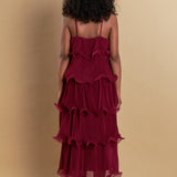 Pleated Tiered Long Dress