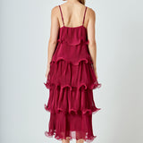 Pleated Tiered Long Dress