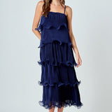 Pleated Tiered Long Dress